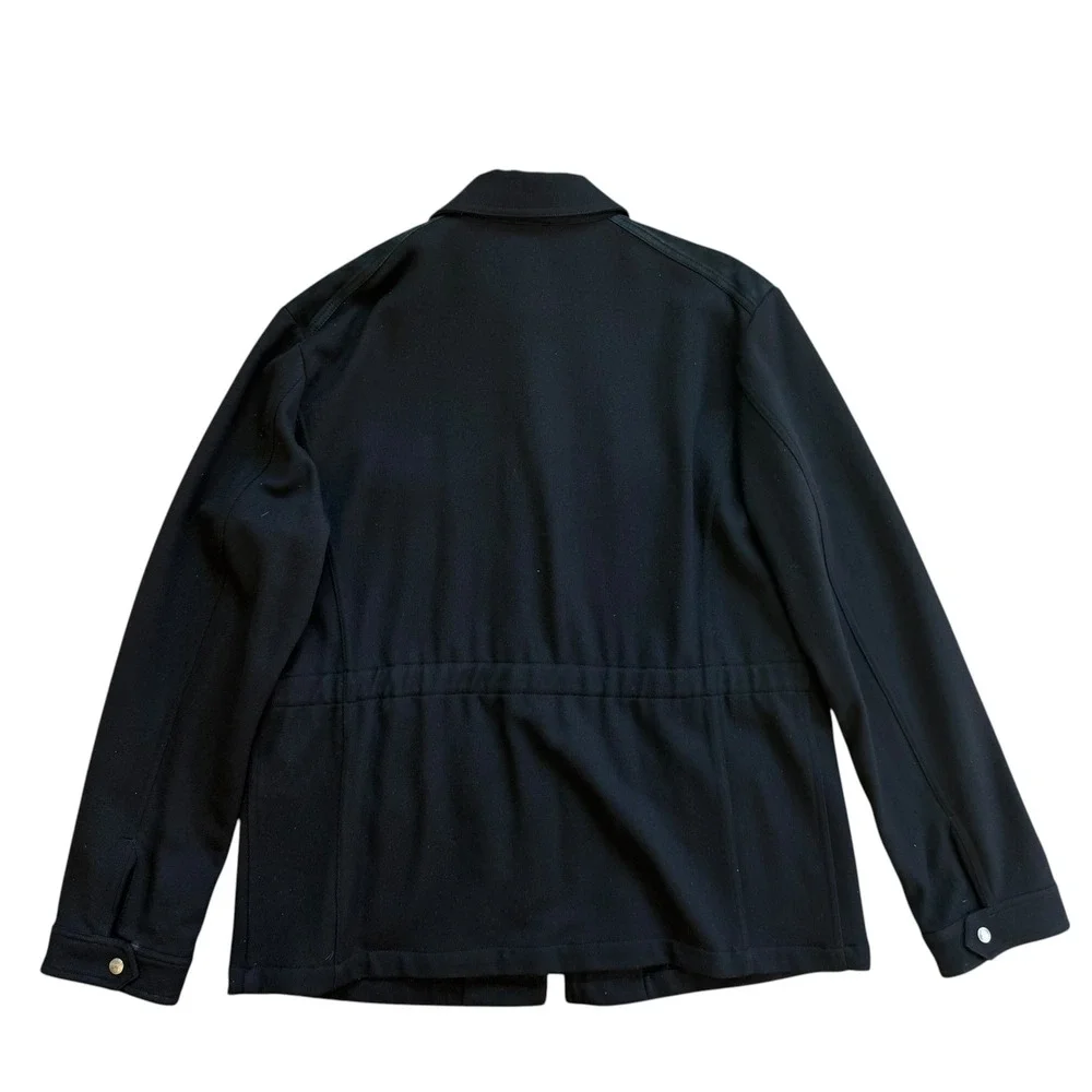 Gucci Mens Black Suede Trim Field Jacket Utility Coat IT 56 Made in Italy